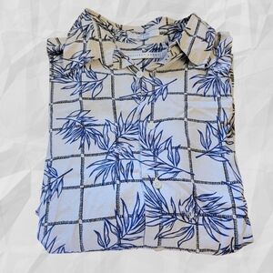 100% Silk Geoffrey Beene Men's Large Hawaiian palm print T32